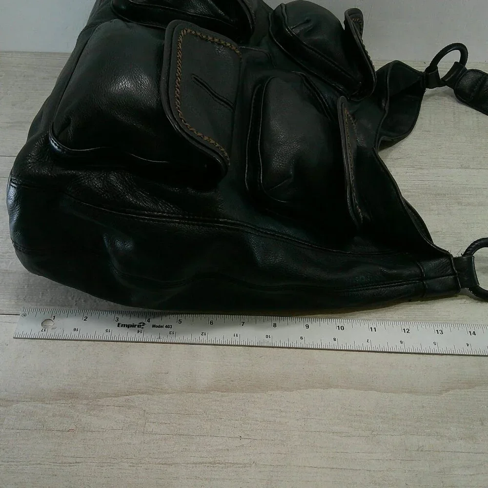 Banana Republic Vintage Y2K Ashbury Black Leather Hobo Handbag Purse Pocketbook